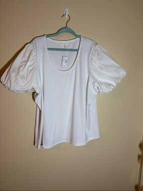 Maurices White Puff Sleeve Scoop Neck Top